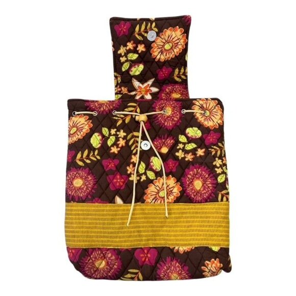 Sweet Olive Quilted Floral Drawstring Boho Bucket Backpack, Medium, 12" - Picture 2 of 6